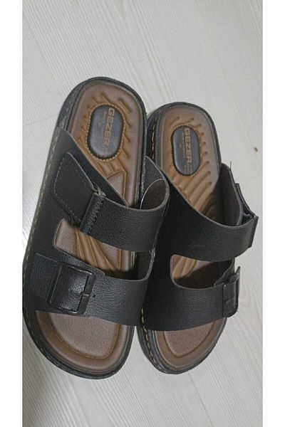 GEZER Men's Daily Slippers - Velcro, Single Buckle, Adjustable Comfortable Sole