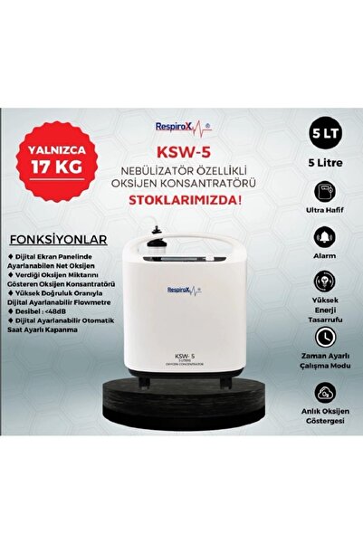 Respirox KSW-5 Oksijen Konsantratörü 5 Litre (Nebülizatör Özellikli)