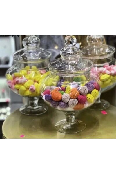 Paşham AVM Ayaklı Kapaklı Cam Kurabiyelik& Şekerlik & Drajelik