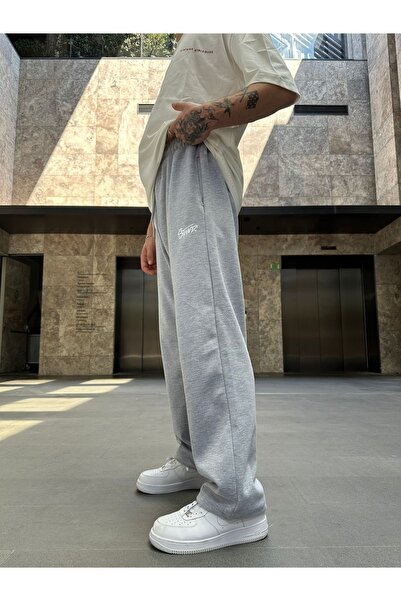 No362 Baggy Stopper Leg Gray Sweatpants - Stwd