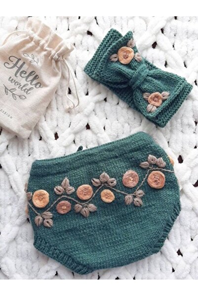 Sistaful El Örgüsü Kız Bebek Çocuk Şort Bandana Takım