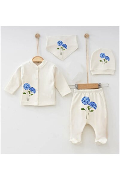 bebekpare Blue Hydrangea Flower Baby Hospital Exit Set