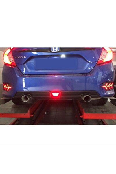 FV-TUNİNG Honda Civic Fc5 Ledli Difüzör Çift Çıkış İthal 16-21 Arka tampon Eki