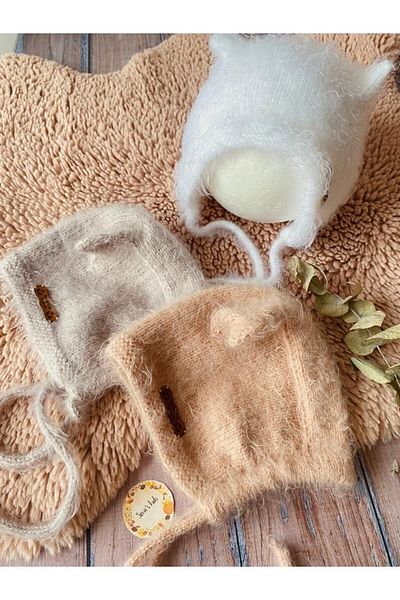 seraskids Knitted White Furry Baby Eared Hat Beanie