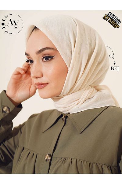 its AY shop Hijab Γυναικείο Bamboo Kraş Μπεζ κασκόλ