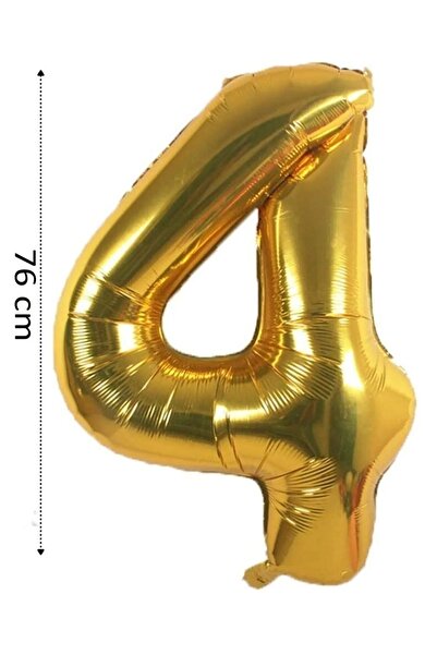 SURPRISE PARTY STORE 4 Rakam Balon Gold Renk Folyo Balon 76 cm 34 inç Helyum ...
