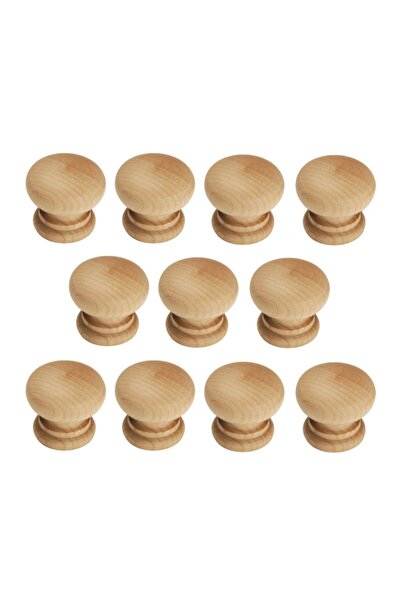 kralkulp 11 Adet Mobilya Kulp, Doğal Ham Ahşap Mantar Düğme Kulp Gürgen