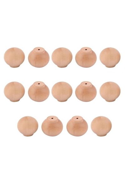 kralkulp 14 Adet Ham Ahşap Top Kulp Ahşap Yuvarlak Kulp