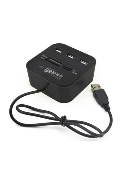 Kuvars Usb Card Reader 3 Port Usb Hub Replicator Multiplexer