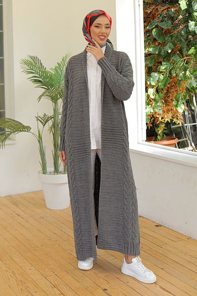Pamuk Butik Γυναικεία Πλεκτή Ζακέτα Πλεκτό Ολόσωμο Δαχτυλίδι