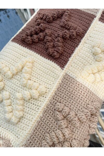 Berrak Alize Baby Best El Örgüsü Popcorn Yıldız Model Bebek Battaniyesi