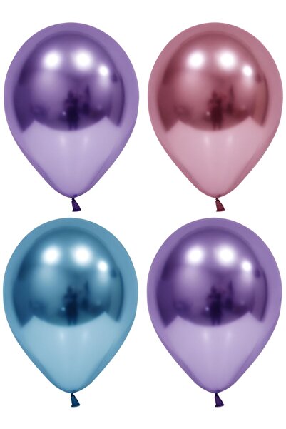 HKNYS 30 Pieces Blue-Pink-Purple Chrome Balloon (Mirrored Balloon)