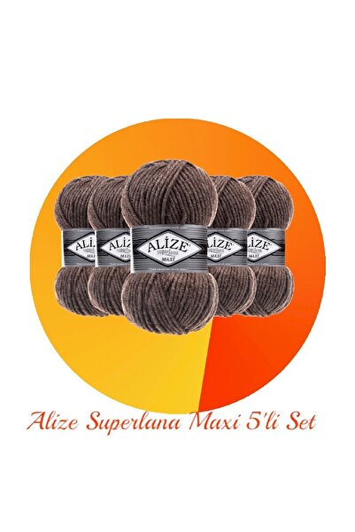 Alize Süperlana Maxi 5'li Set Kalın El Örgü Ipi 240 Sütlü Kahve