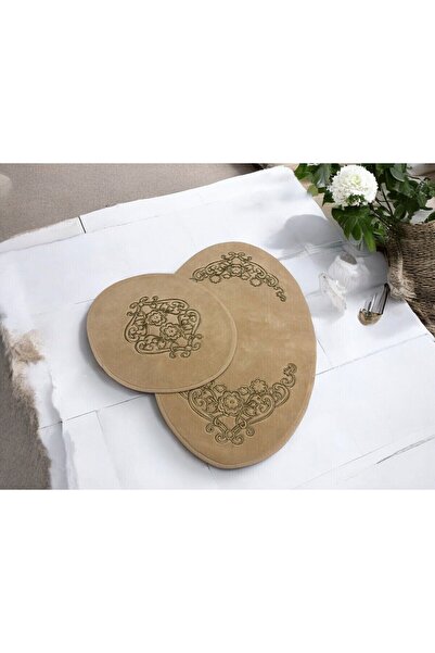 Boho Pamuklu Oval Banyo Paspas Seti | Osmanlı Deseni | Banyo Hediyesi | Pamuklu Paspas Seti
