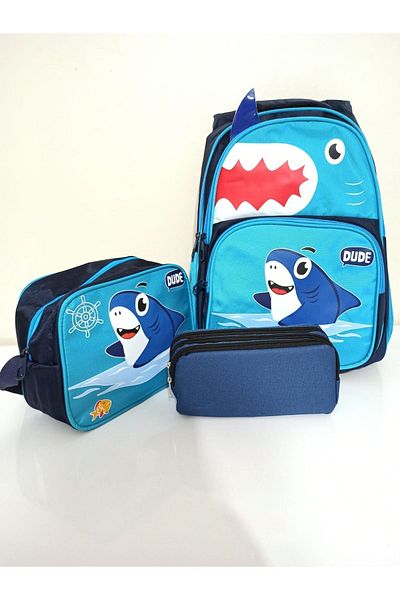 Alanç Gift Rucsac ortopedic personalizat cu model de pește pentru băiat - suport pentru nutriție și stilou
