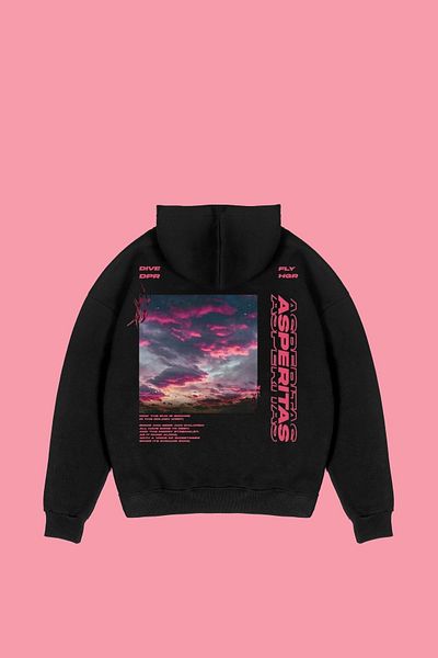 Sekizbiraltı Μαύρο φούτερ με στάμπα Asperitas Oversize Unisex