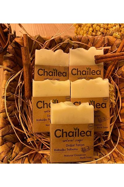 Chailea صابون قشر القرفة الطبيعي مصنوع يدويًا 100 جرام 5 عبوات