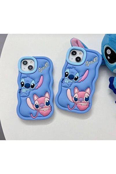Aksesuarda Moda Iphone 13 Uyumlu Stitch Disney Lilo Ve Stiç Hamur Silikon Lük...