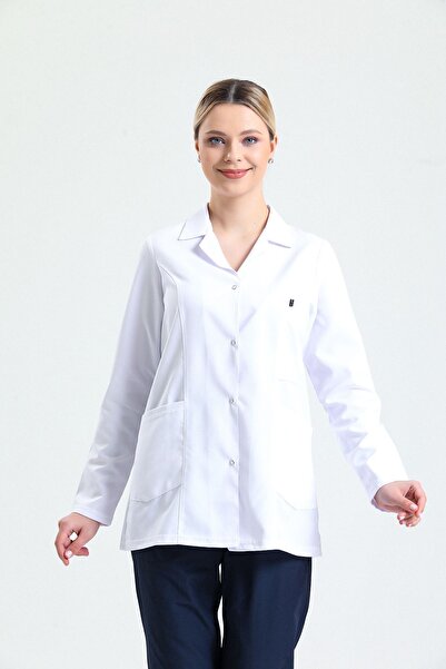 Ehil Önlük Doktor Hemşire Eczacı Lab Öğretmen Önlüğü Gömlek Yaka Kısa Beyaz Önlük