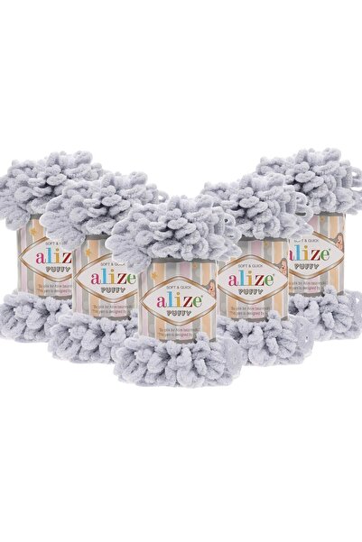 Alize Puffy El Örgü İpliği 5'li Paket Açık Gri 416