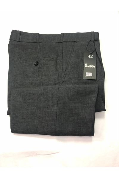 BUGİ GİYİM Men's Fabric Trousers Gray Pleated Wide Cut High Waist Classic Dad Trousers Seasonal Thick