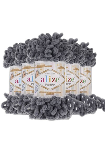 Alize 87 Сірий PUFFY Ручна пряжа - 5 штук