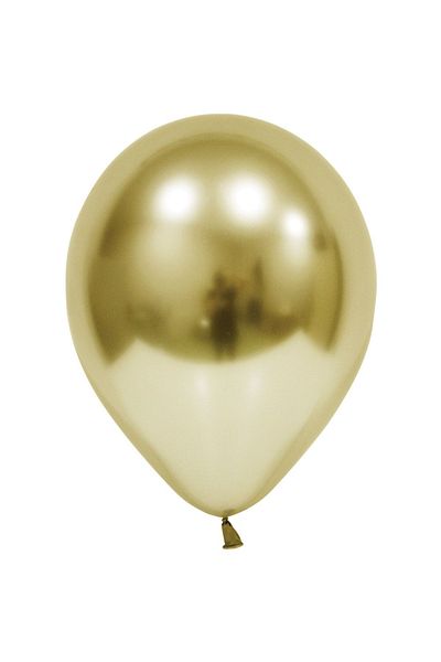 HBK 5 Pieces - 12" Chrome Gold Color Balloon (30 CM DIAMETER)