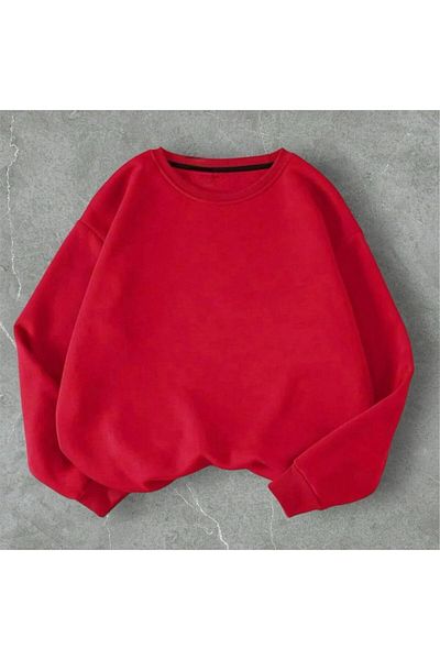 Butik 3 Thread Red Unisex Crew Neck Sweatshirt