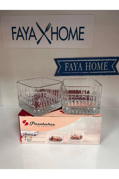 FAYA HOME Pasabahce Elysia Cornered Square Bowl Jam Bowl Magnolia Dessert Bowl 230cc -8 Pieces-530138