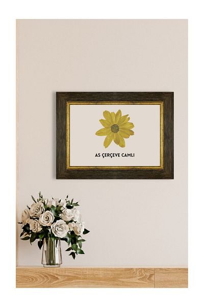 Tuğra Sanat Galerisi A5 Frame 15 x 21 Cm Inner Size Glass Decorative Frame Color Dark Brown