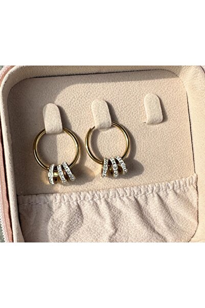 stainles steel Gold Renk Çelik Küpe