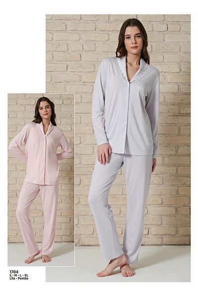Pijadore Pijadore 1704 - Front Button Long Sleeve Pajamas Set