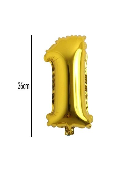 asöy 1 Yaş Gold Rakam Folyo Balon 36 Cm 16inç Küçük Boy Rakam Folyo Balon 36c...