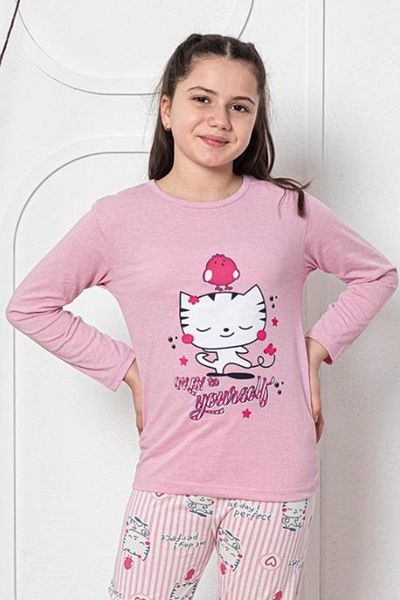 Farya Home Faryakids Girl's Cotton Long Sleeve Patterned Pajama Set