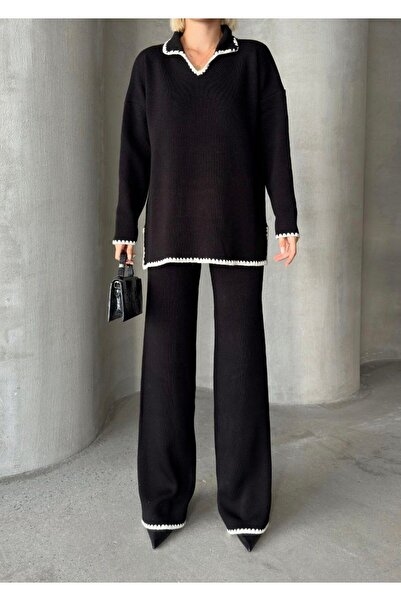 SUXİRCNHTMTS Set de costum Polo Chic Tricotaj