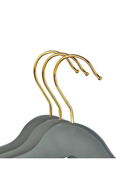 İstoç AVM 12 Adet Ahşap Görünümlü Askı Antrasit Kıyafet Elbise Askısı Askılığı Gömlek Askısı Pantolon Askısı