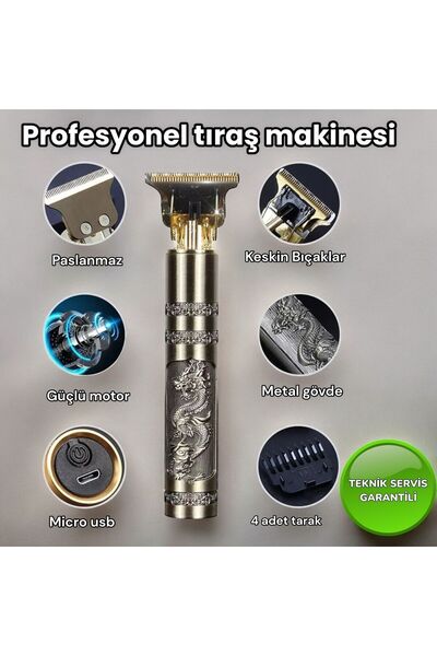 Genel Markalar Profesyonel tıraş Makinesi  altın sarısı metalik sıfır alan desenli tıraş makinesi
