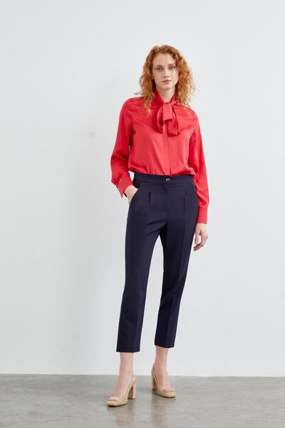 Zühre Yüksek Bel Lacivert Kumaş Pantolon P-0200