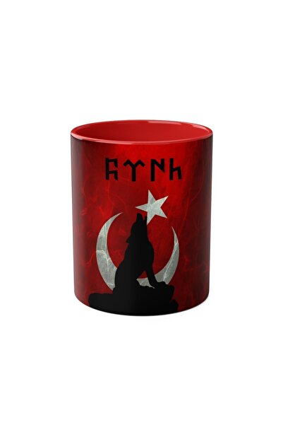 DUBLEMETRE Bozkurt Temalı Baskılı Kupa Bardak