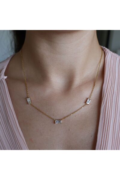 leargia صف من حجر الراين سلسلة قلادة الصلب