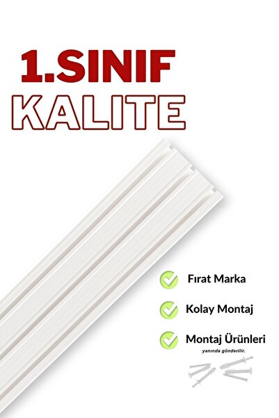 FIRAT YapıMart Yapı Malzemeleri 3'lü 3 Raylı Perde Kornişi 2 Metre