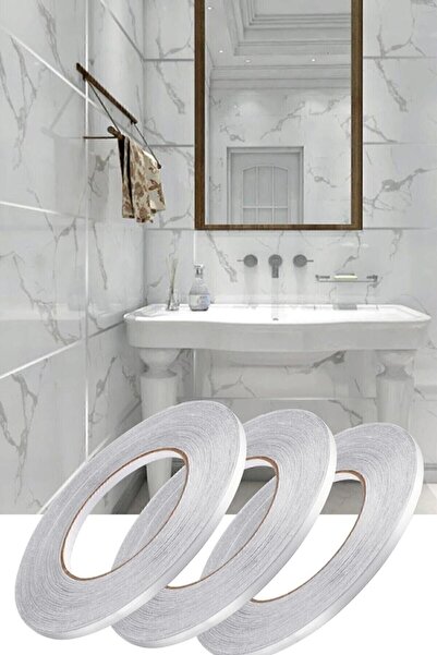 SiwBatt 0.5 Cm 50 Metre Gri Fayans Arası Yapışkanlı Şerit Bant Derz Bandı Dekoratif Renkli Dekor Gümüş