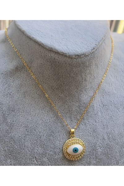 İNN JEWELLERY Anti-Tarnish Anti-Allergic Steel Necklace - Evil Eye Figure, 2 Years Warranty