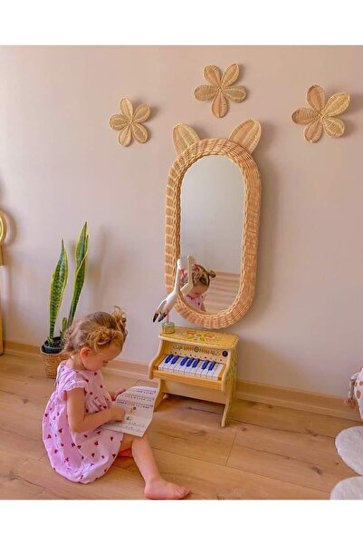 DEKORATTAN Rattan Bambu Çocuk Odası Boy Aynasi (30×60)