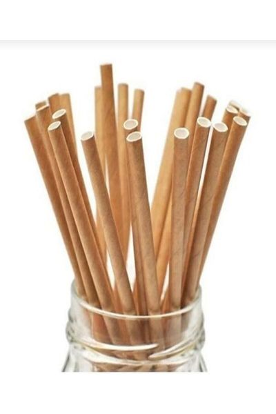Alabata 100 Pieces Kraft Paper Straws - 8*197mm