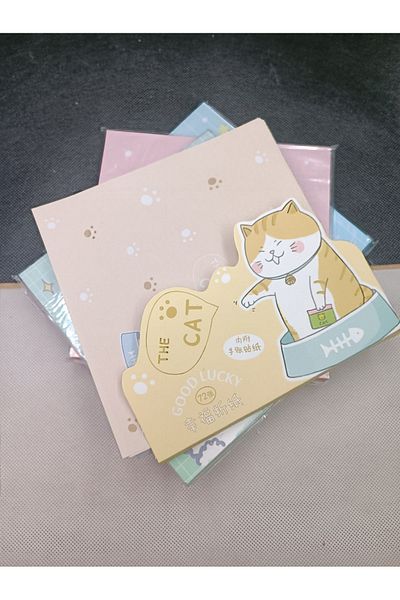 Meyra Accessories 1 Piece Cat Patterned DIY Large Size Memo Pad and Painting Utensils - 15X15 cm 72 Pages Gift