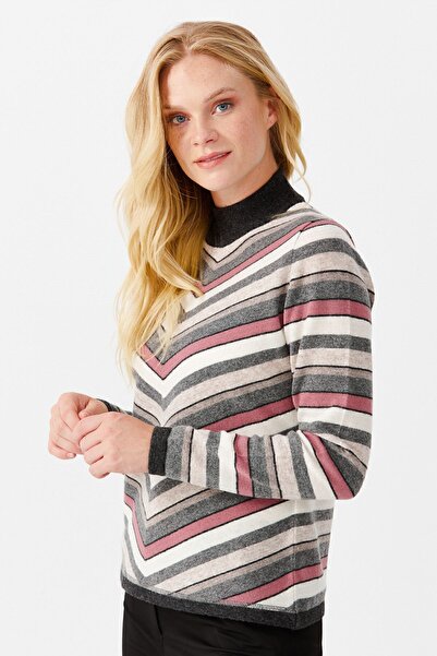 Desen Triko Pulover pentru femei cu dungi de culoare afumată închisă