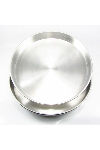 Maraş Mutfak 2 Pieces Aluminum Round Tray Drum Oven Pastry Tray 42 Cm