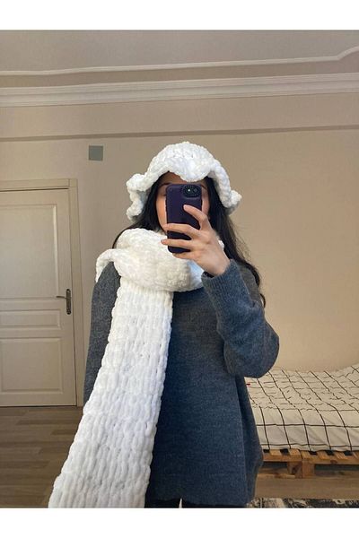Moda Biçer Πλεκτό σάλι με φουσκωτό φουλάρι