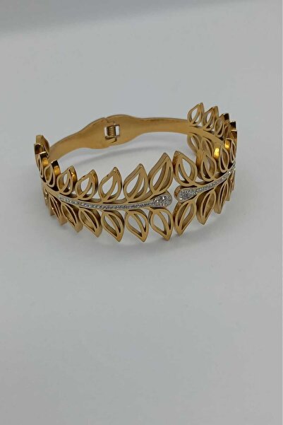 CC Design Zirkon Taşlı Detay Yaprak Model Kadın Kelepçe